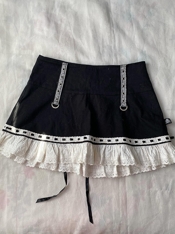 Black and white colorblock skirt