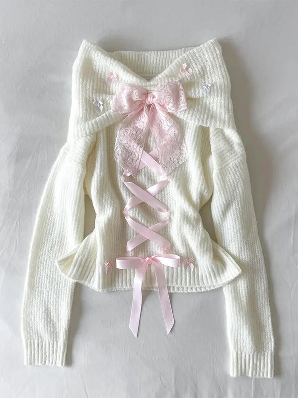 Strappy off-shoulder sweater