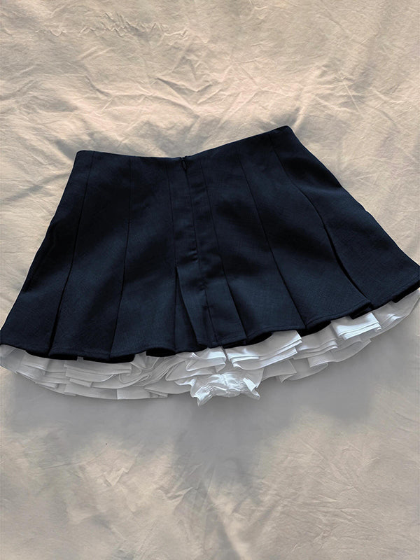 Original dark blue pleated skirt