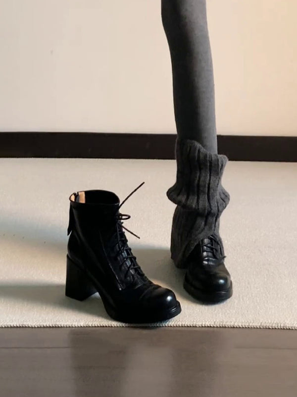 Retro round-toe British style high heels