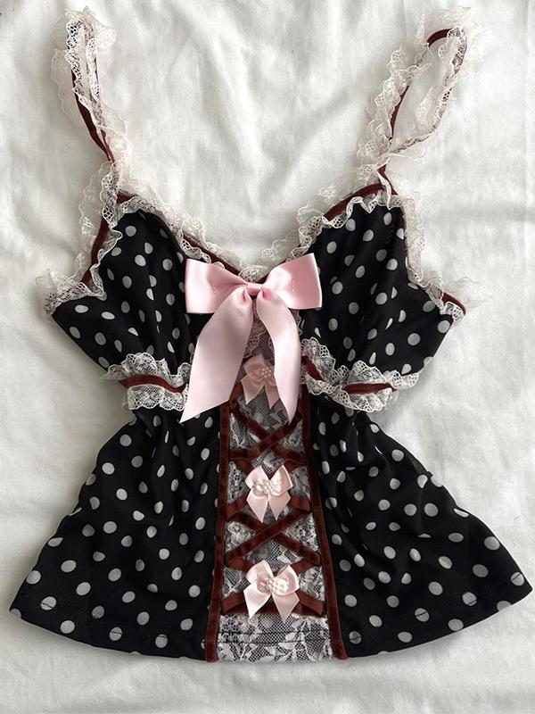 y2k sexy polka dot lace suspenders
