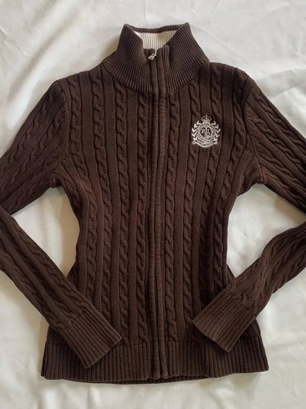 Embroidered knitted cardigan