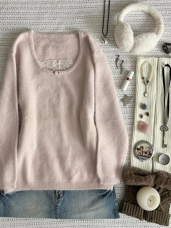 Pink soft sweater for women