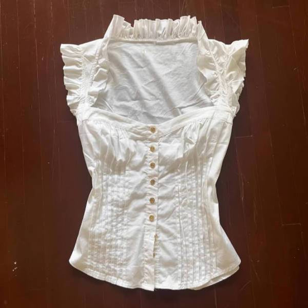 Vintage White Sleeveless Shirt