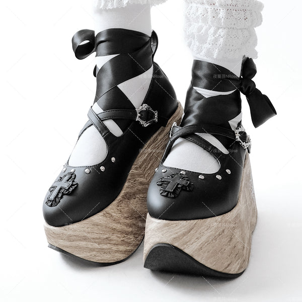 Doll Lullaby Gothic Wood Grain Platform Mary Jane