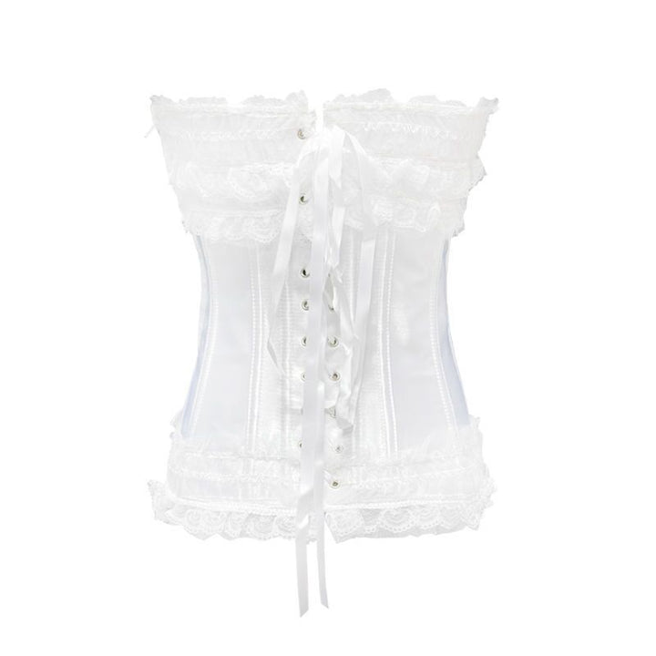 Vintage Lace Bow Herringbone Corset Bodysuit - Jam Garden