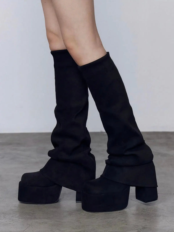 Hot girl chunky heeled platform boots