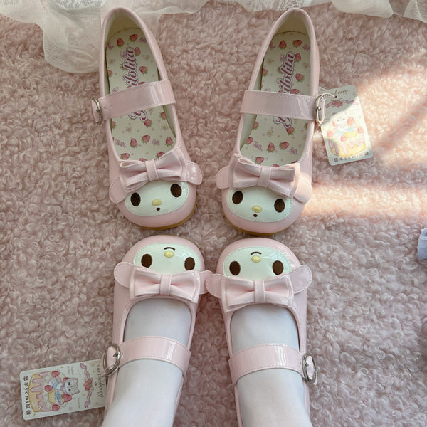 Pink Lolita round toe low heel shoes