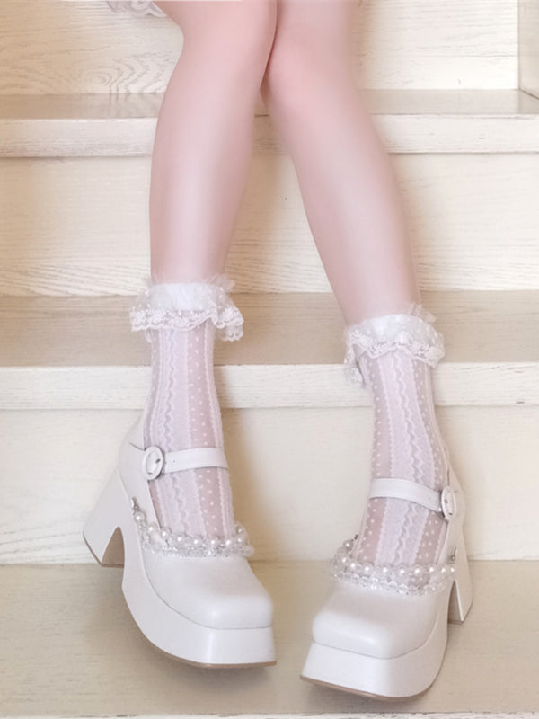 Mary Jane platform leather shoes