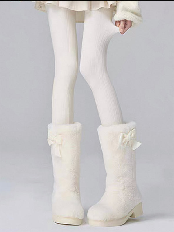 Women's fluffy snow boots for winter