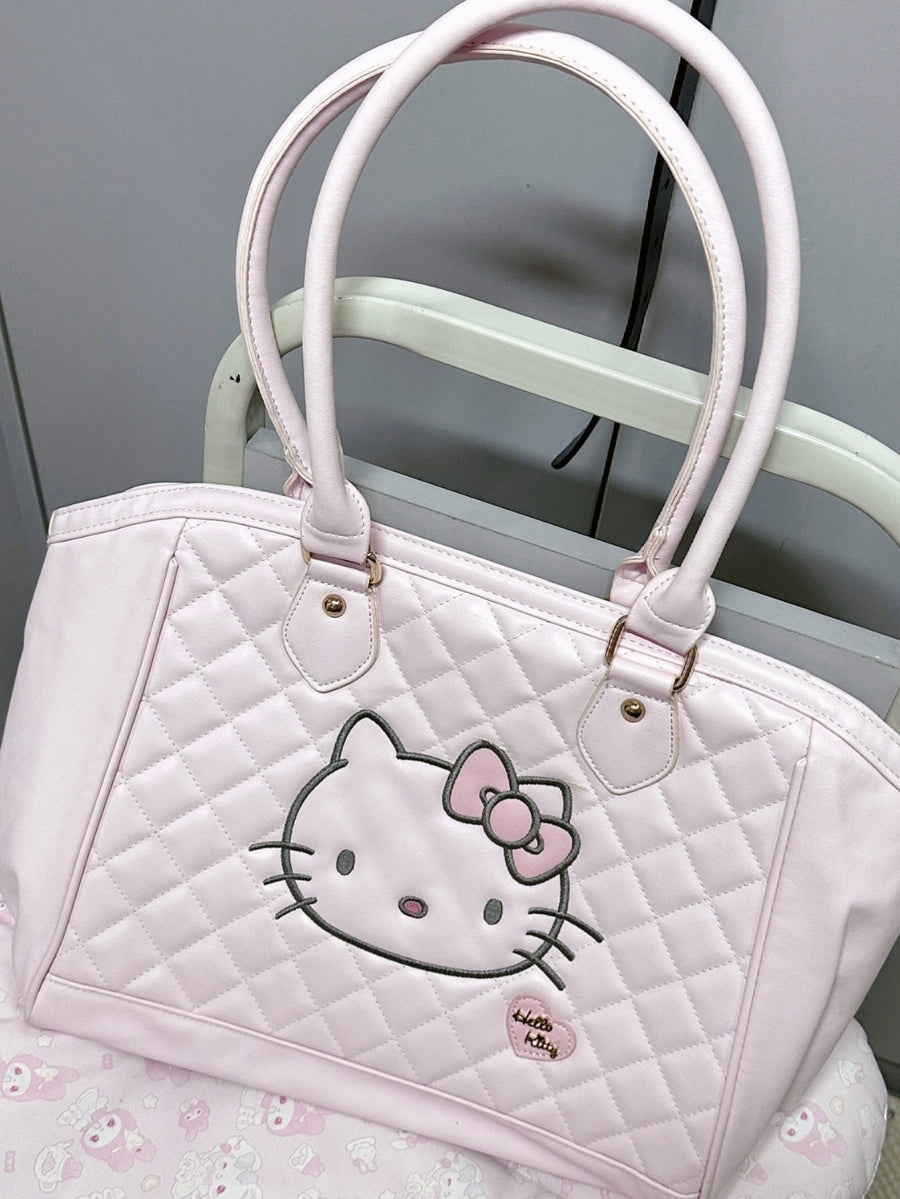 Second-hand Hello Kitty Tote Bag Cute Sweet Girl Soft Leather Shoulder Handbag