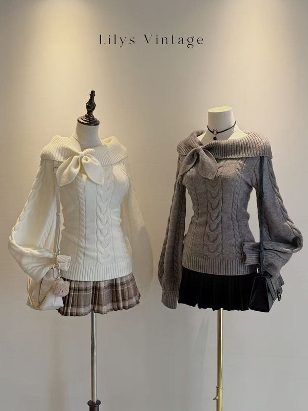 Vintage Rabbit Ear Knot Vintage Sweater Series