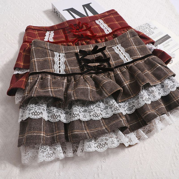 Plaid Lace Skirt