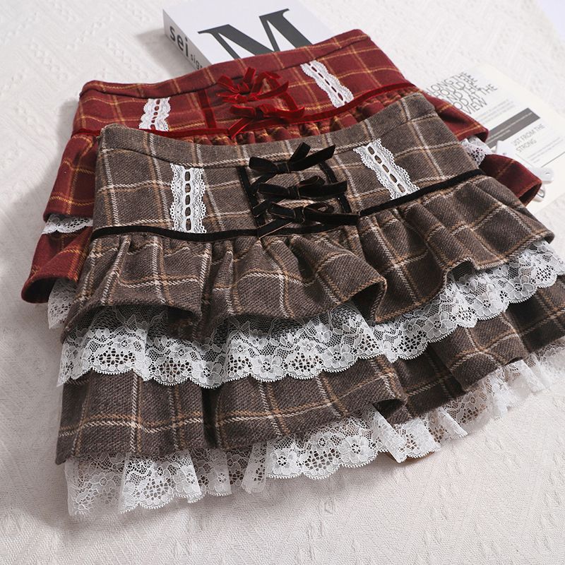 Plaid Lace Skirt