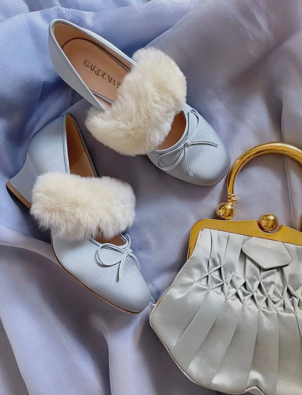 French elegant satin Mary Jane shoes