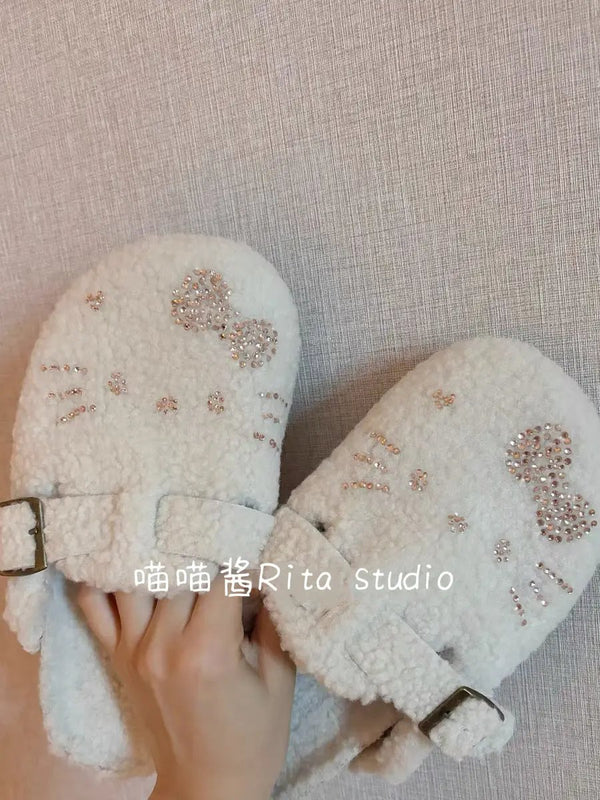 Kitty Diamond Cotton Slippers