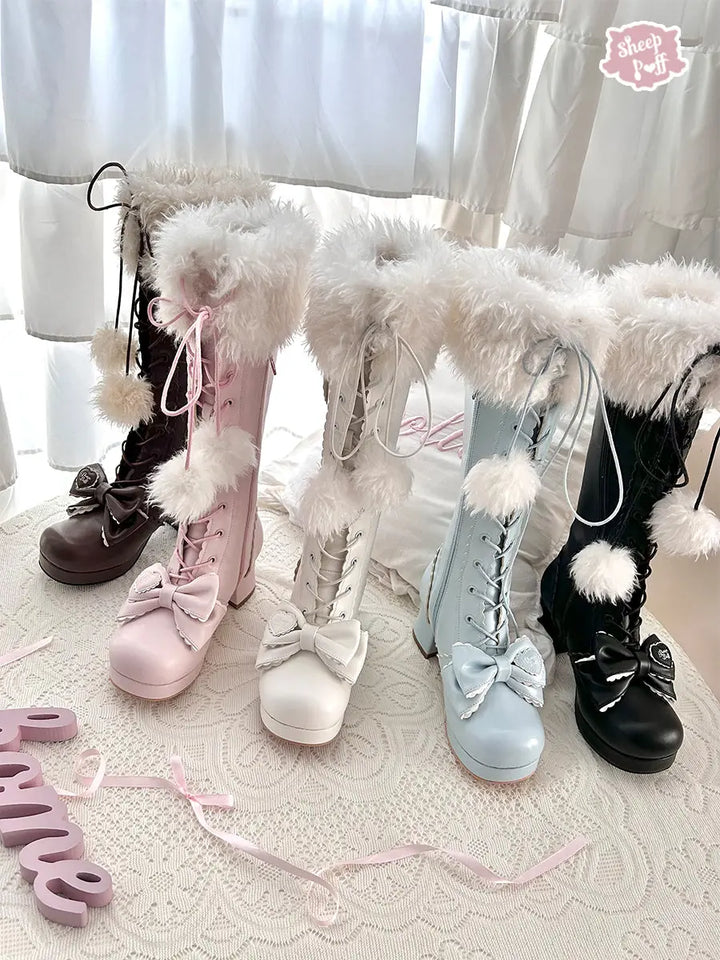 Retro autumn and winter high-heeled boots Soft Jam Studio