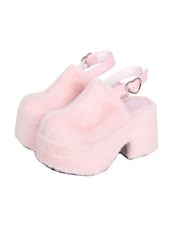 Platform Slippers Fluffy Soles