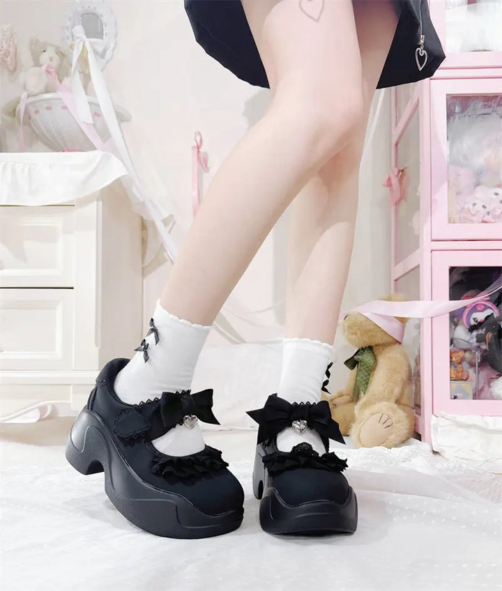 Girls Lace Bow Sneakers Soft Jam Studio