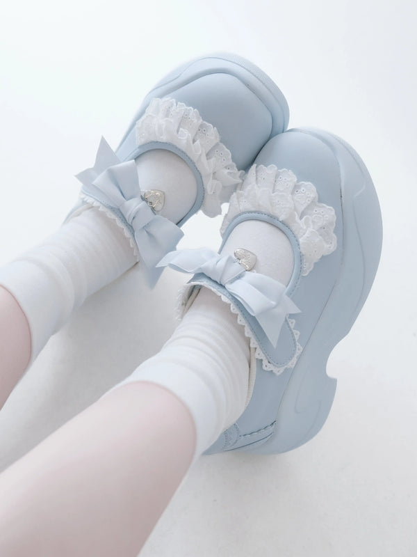 Girls Lace Bow Sneakers Soft Jam Studio