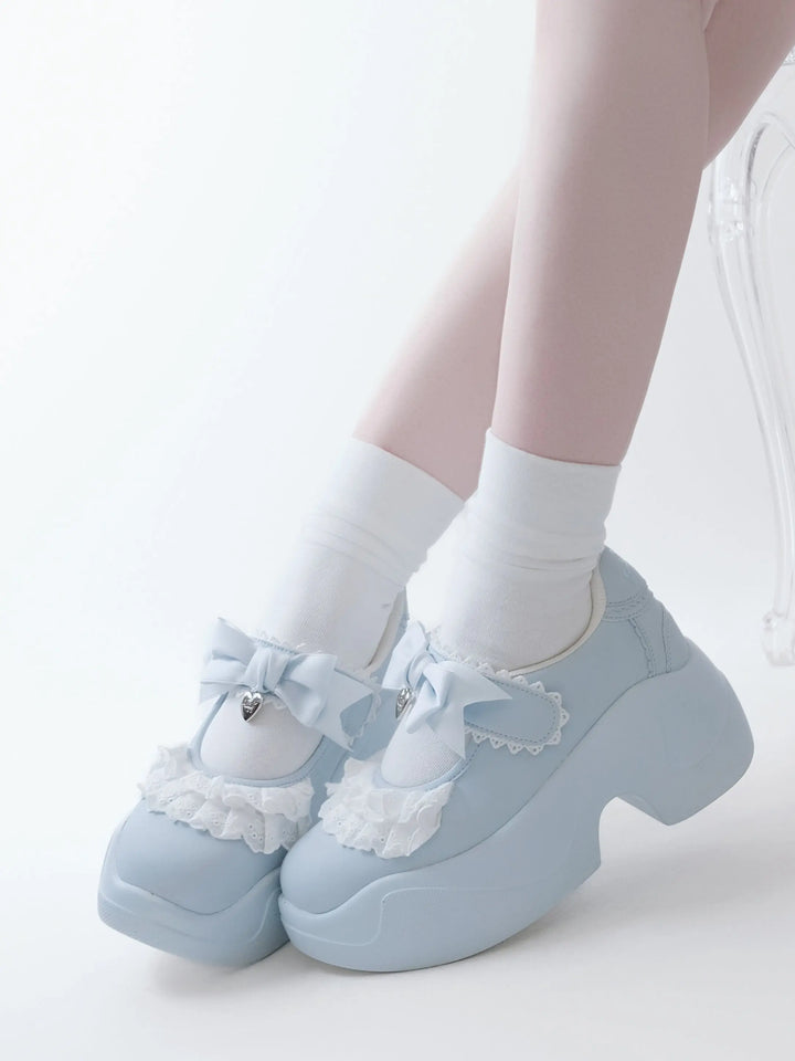 Girls Lace Bow Sneakers Soft Jam Studio