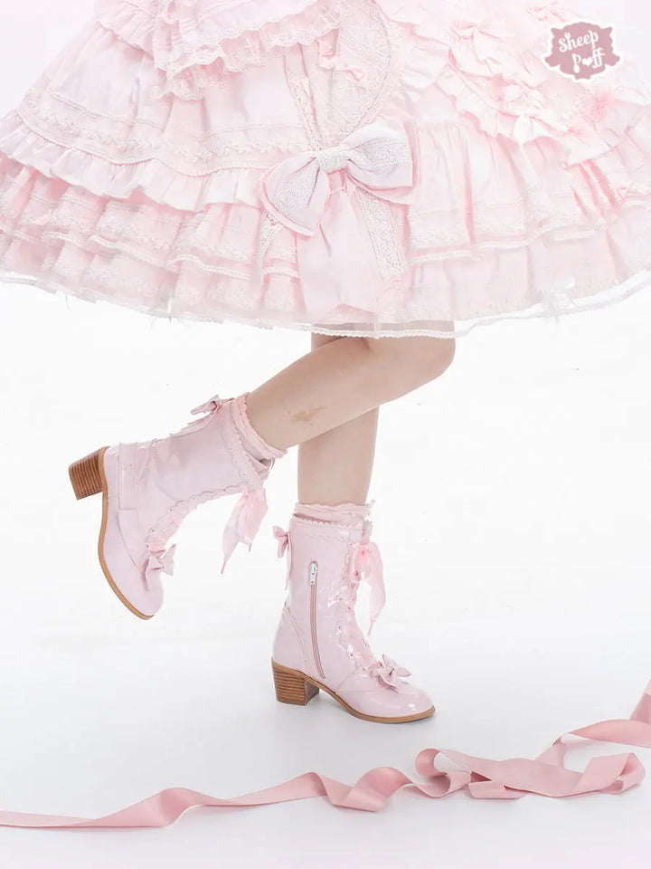 Lolita cute retro mid-calf boots Soft Jam Studio