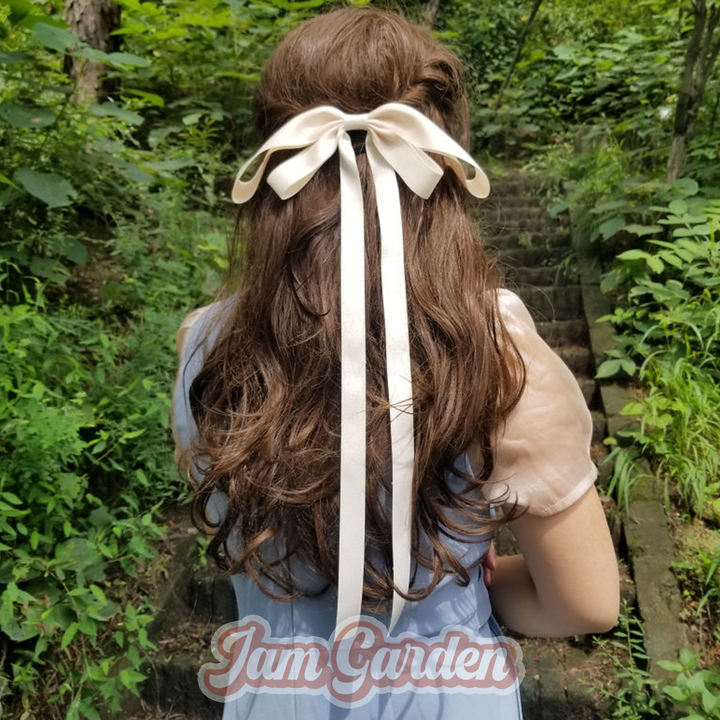 Oversized Ribbon Bow Headdress Summer Fairy Clip Temperament Headdress Ribbon Spring Clip - Jam Garden