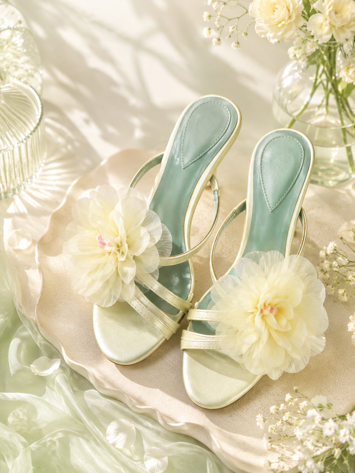 Blooming Mint Floral Heeled Sandals