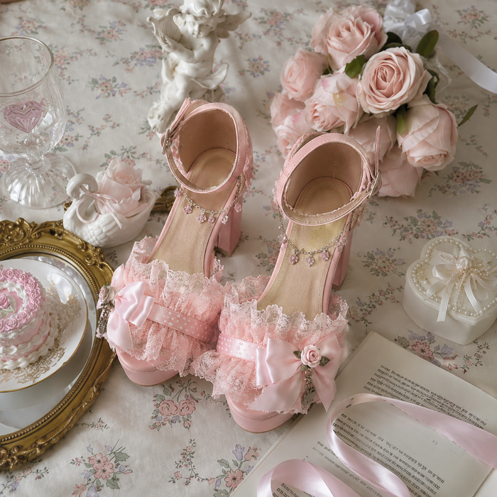 Blush Lace Princess Platform Heels