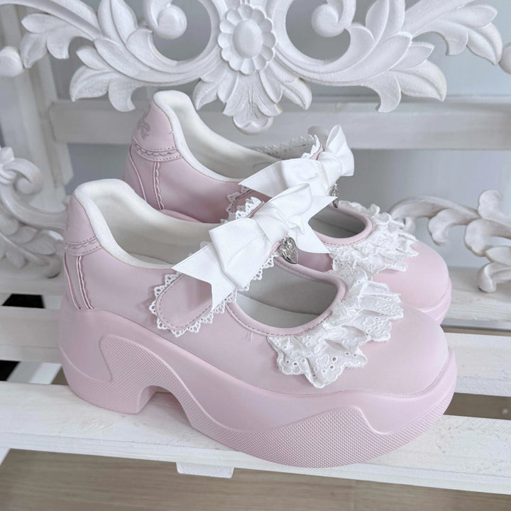 Girls Lace Bow Sneakers Soft Jam Studio