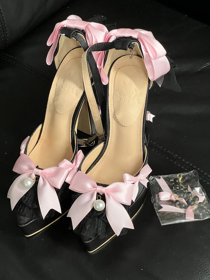 Back in stock: Black Pink Bow Shoes size: 35 Soft Jam Studio