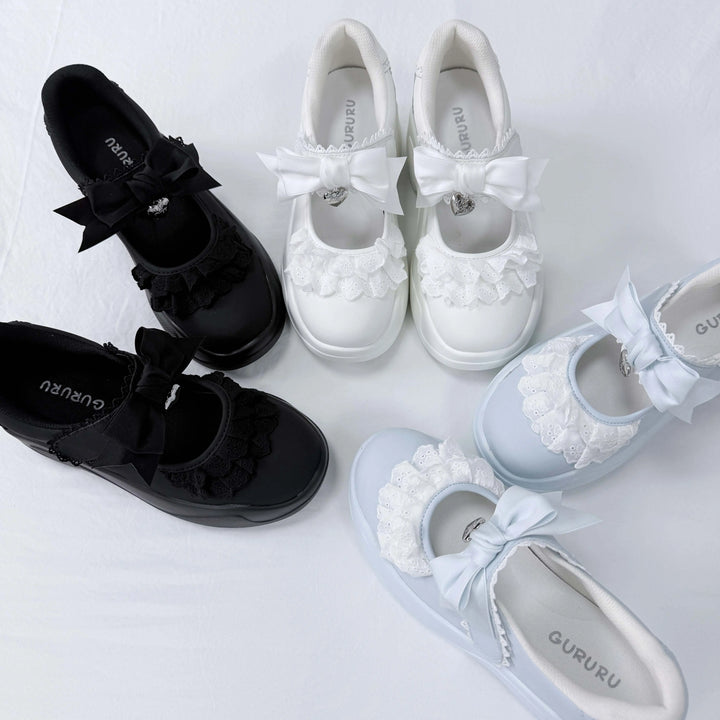 Girls Lace Bow Sneakers Soft Jam Studio