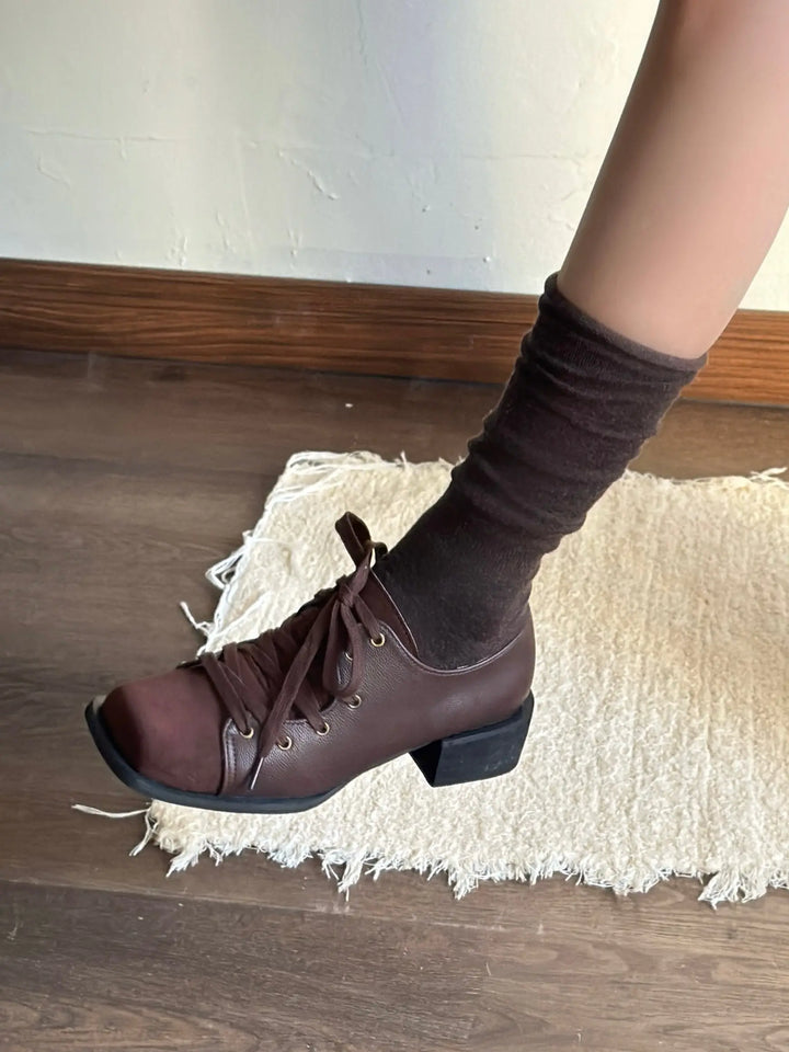 New niche retro style lace-up leather shoes Soft Jam Studio