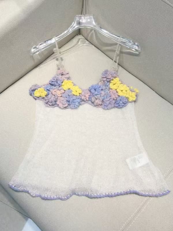 Colorful 3D Flower Crochet  camisole