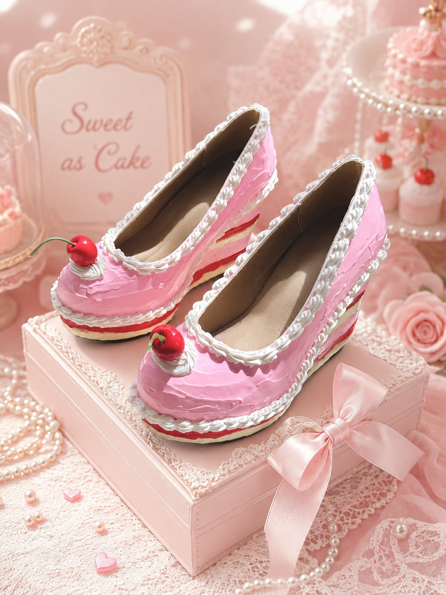 Pink vintage cream cake shoes