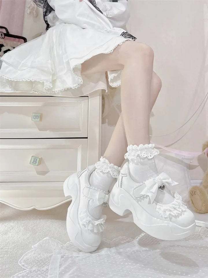 Girls Lace Bow Sneakers Soft Jam Studio