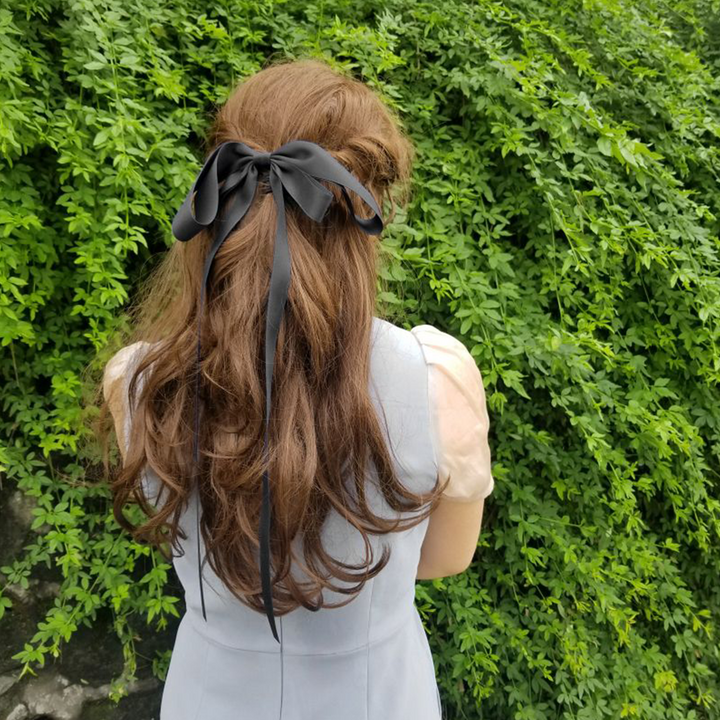 Oversized Ribbon Bow Headdress Summer Fairy Clip Temperament Headdress Ribbon Spring Clip - Jam Garden