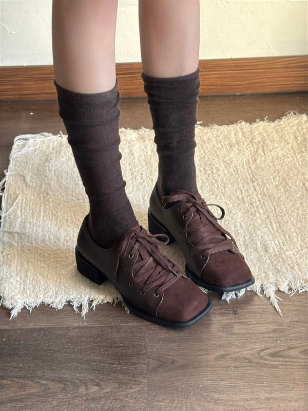 New niche retro style lace-up leather shoes Soft Jam Studio