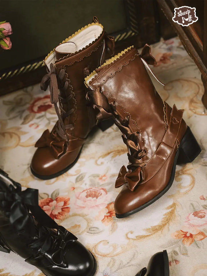 Lolita cute retro mid-calf boots Soft Jam Studio