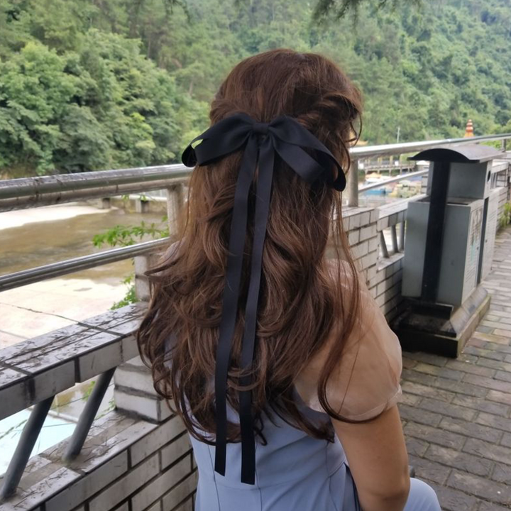 Oversized Ribbon Bow Headdress Summer Fairy Clip Temperament Headdress Ribbon Spring Clip - Jam Garden