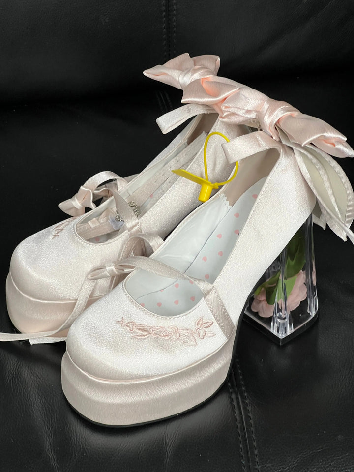 Back in stock: Pink Flowers Bow Shoes- size: 37 Soft Jam Studio