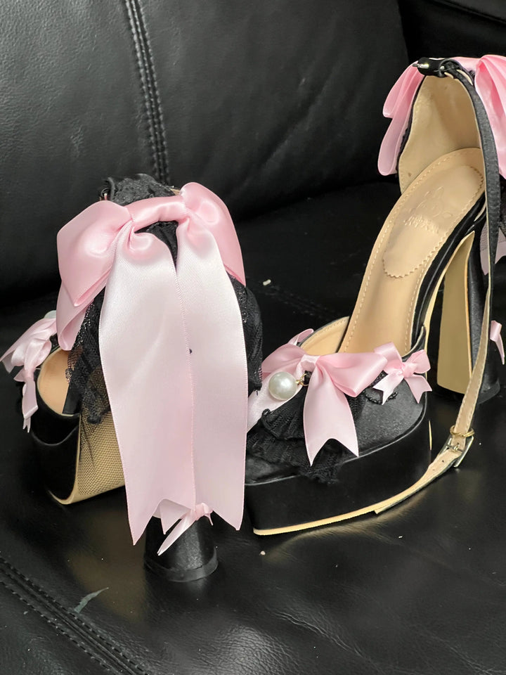 Back in stock: Black Pink Bow Shoes size: 35 Soft Jam Studio