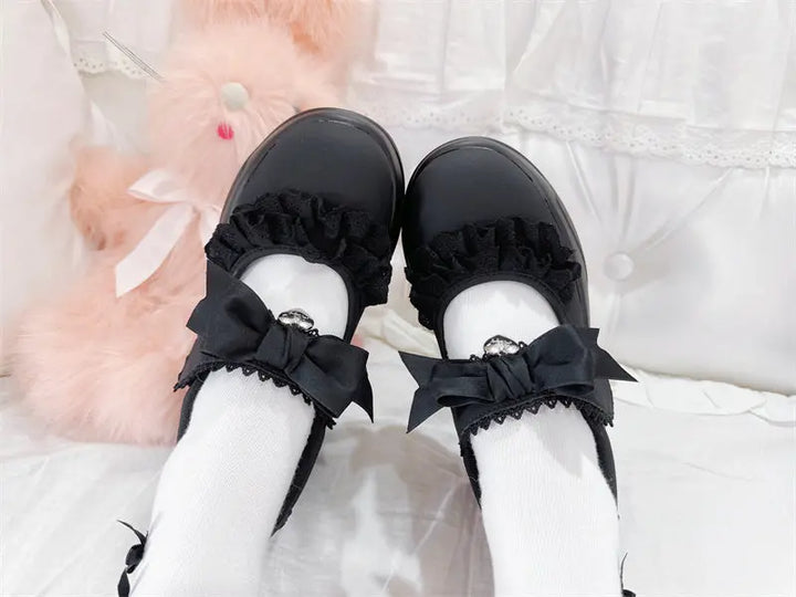 Girls Lace Bow Sneakers Soft Jam Studio
