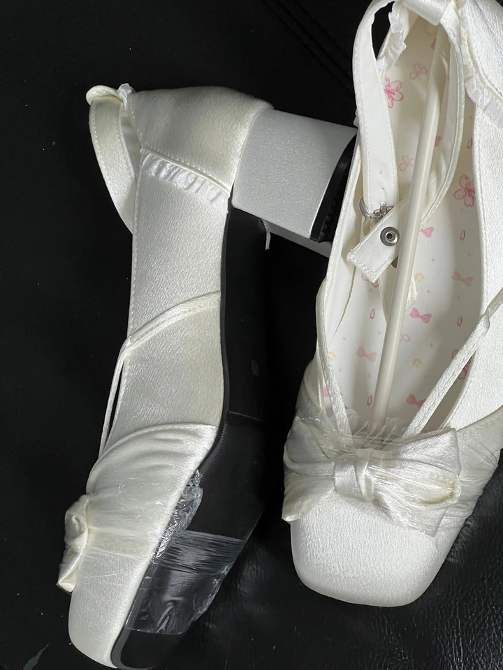 Back in stock: Pure Tea for dream White Bow Shoes- size: 40 Soft Jam Studio