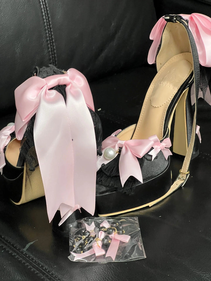 Back in stock: Black Pink Bow Shoes size: 35 Soft Jam Studio