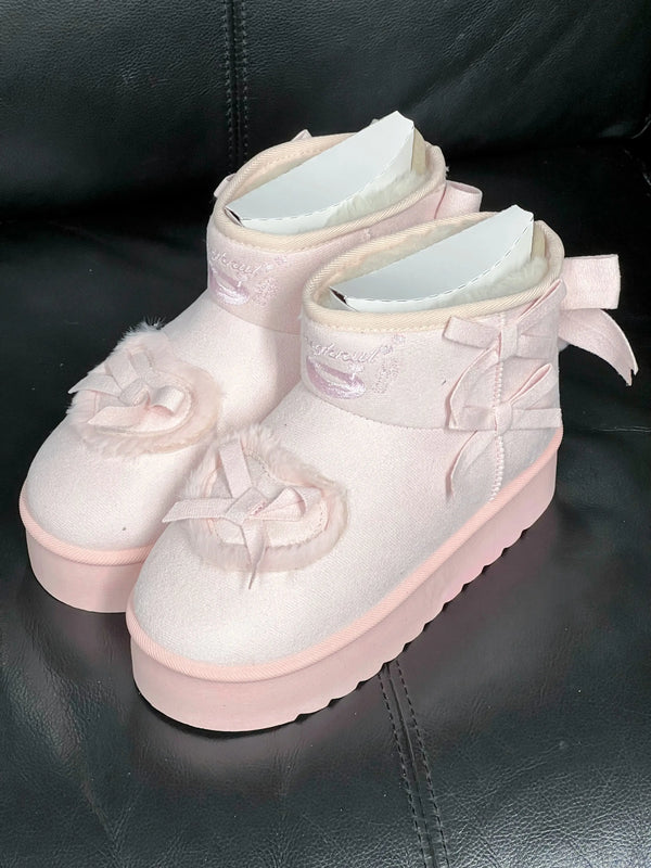 Back in stock: Pink Bow Boots- size: 37 Soft Jam Studio