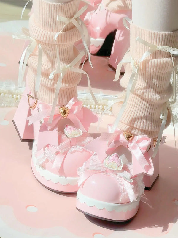 Pink Bow Mary Jane (with free socks) Soft Jam Studio