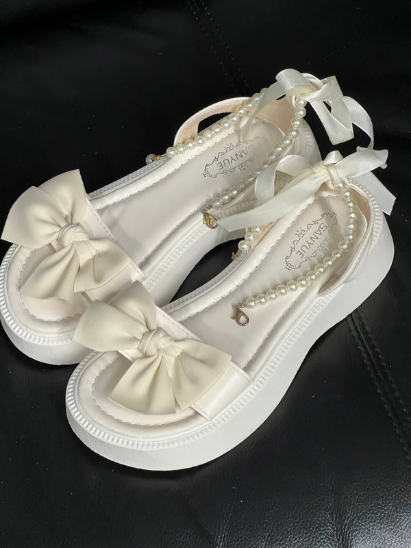 Back in stock: White Bows Scandals- size: 38 Soft Jam Studio