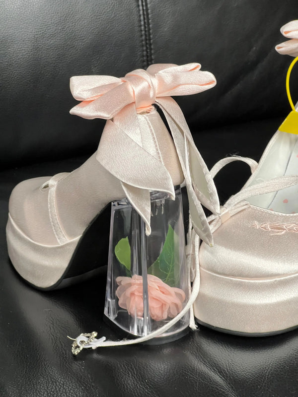Back in stock: Pink Flowers Bow Shoes- size: 37 Soft Jam Studio