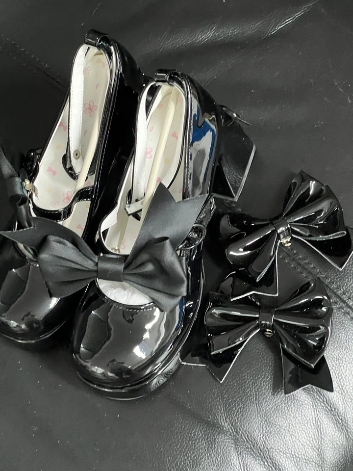 Back in stock: Pure Tea for dream Black Bow Shoes- size: 37 Soft Jam Studio